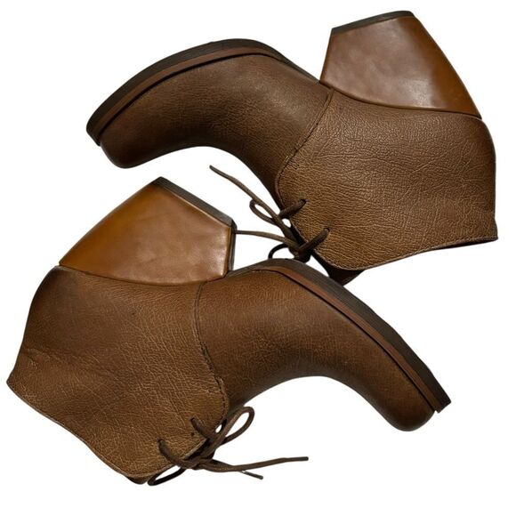 Kork Ease Roana Camel Tan Brown Leather Oxford Heeled Ankle Boot Lace Booties 7M - Picture 7 of 10